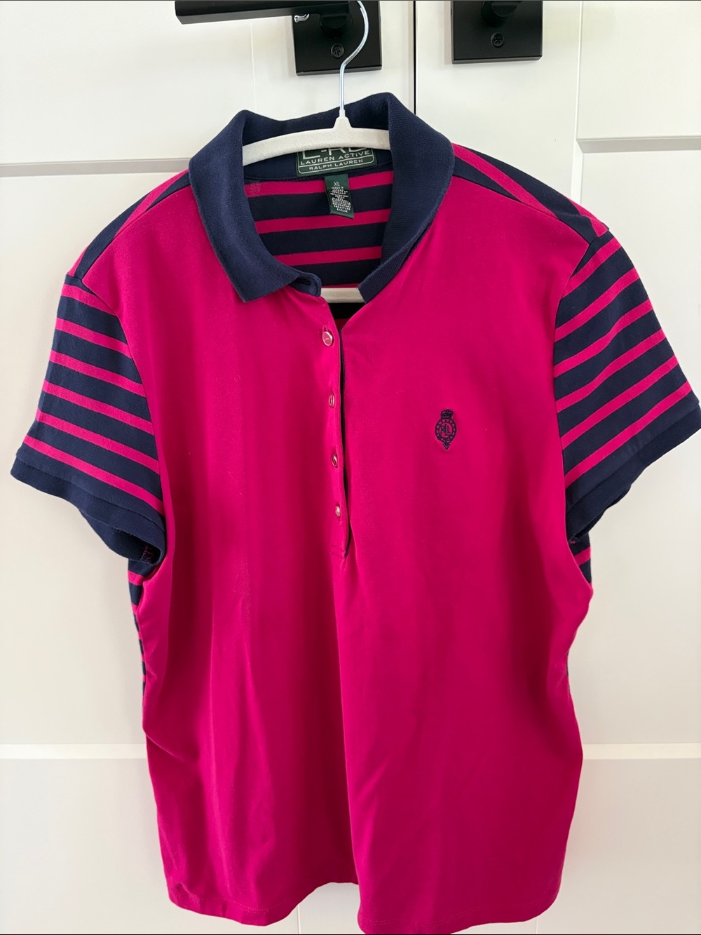 Lauren Ralph Lauren Fuchsia Polo with Navy Crest